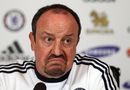 Rafael Benitez frowns during a press conference