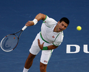 Novak Djokovic fires down a serve