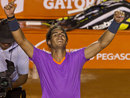 Rafael Nadal celebrates after beating Nicolas Almagro