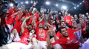 Olympiacos celebrate winning the Euroleague