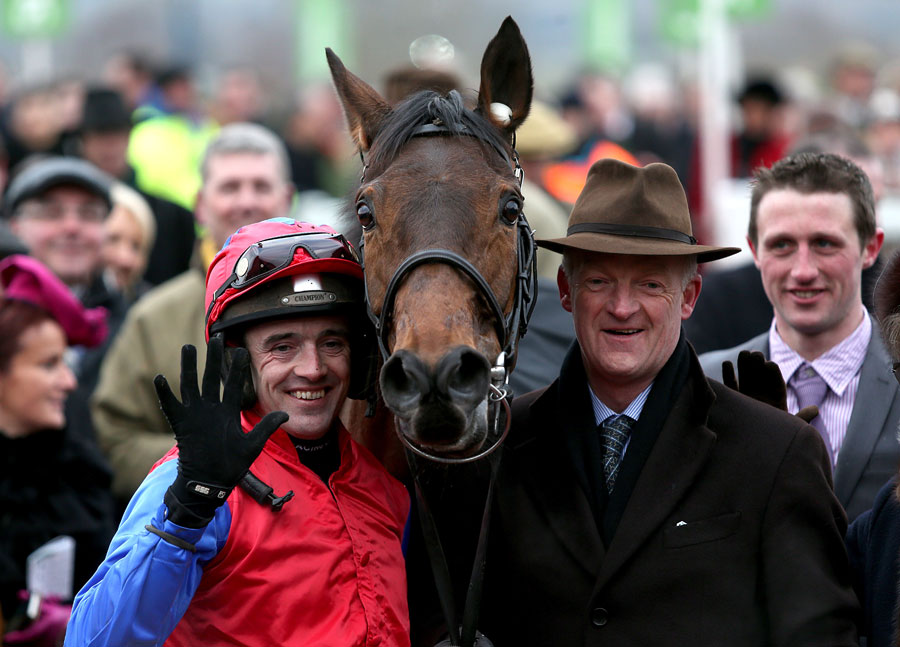 Ruby Walsh and Willie Mullins celebrate the win of Quevega