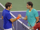 Rafael Nadal shakes hands with Roger Federer