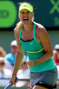 Maria Sharapova roars with delight after winning a point