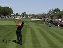 Tiger Woods hits from the seventh tee