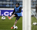 Wayne Rooney shoots during a training session