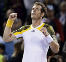 Andy Murray celebrates after defeating Richard Gasquet