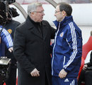 Sir Alex Ferguson greets Martin O'Neill before kick-off