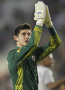 Thibaut Courtois applauds the Atletico Madrid fans