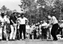 Jack Nicklaus practises with Arnold Palmer and Gary Player