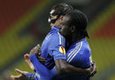 Victor Moses gives Ramires - or is it Fernando Torres -  a hug