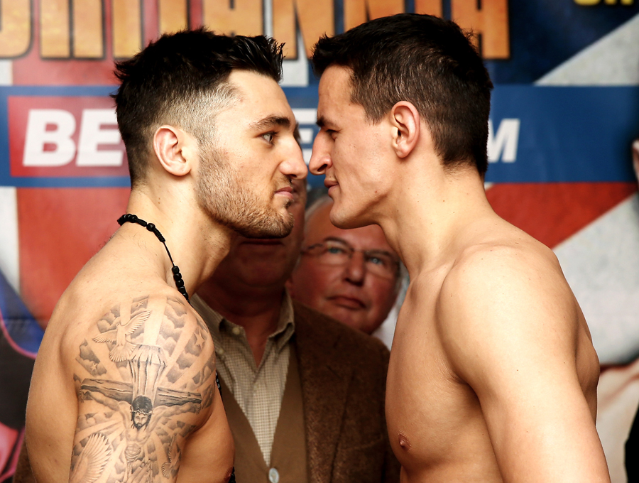 Nathan Cleverly and Robin Krasniqi face-off in the weigh-in