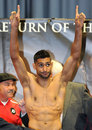 Amir Khan at his weigh-in against Julio Diaz
