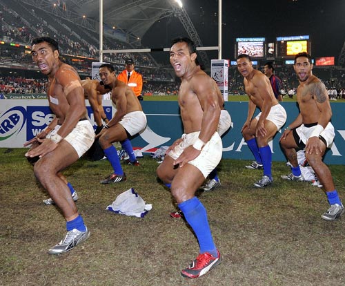 Samoa celebrate after beating New Zealand