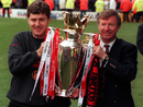 Sir Alex Ferguson and Brian Kidd with the Premier League trophy