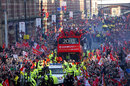 Fans line the streets for Manchester United's victory parade