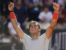 Rafael Nadal celebrates victory over Roger Federer