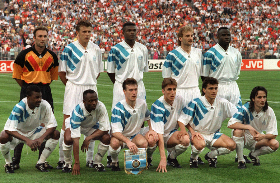 The Marseille team pose for a photo