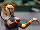 Serena Williams powers a forehand