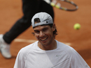Rafael Nadal was all smiles on the practice court