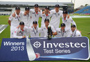 England celebrate with the series trophy