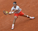 Rafael Nadal stretches for a backhand