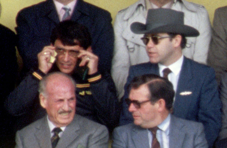 Watford's manager Graham Taylor and owner Elton John in the director's box