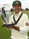 Ricky Ponting gets his hands on the Trans-Tasman Trophy