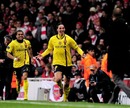 Zlatan Ibrahimovic celebrates his goal