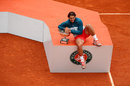Rafael Nadal poses for the cameras with the trophy