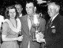 Ben Hogan poses with the trophy