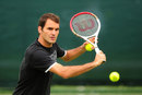 Roger Federer trains
