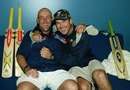 Darren Lehmann and Ricky Ponting celebrate after compiling Australia's highest-ever third-wicket partnership in Tests. Lehmann also made his first Test century, scoring 160 in the 315-run stand.