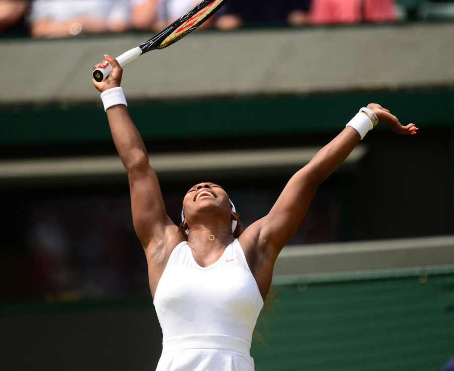 Serena Williams celebrates victory