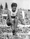 Mary Rand competing in the 1960 Long Jump at the Olympics