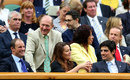 Andrew Strauss, Geoffrey Boycott, Alastair Cook and Andy Flower at Wimbledon