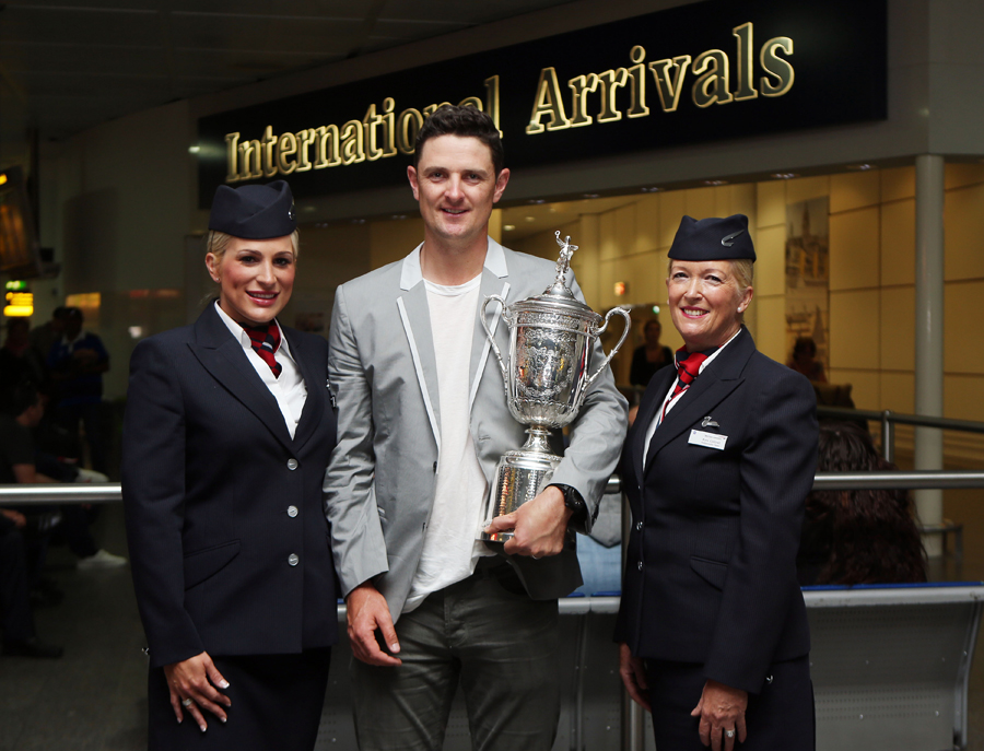 Justin Rose arrives at the airport