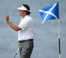 Phil Mickelson with a Scotland flag