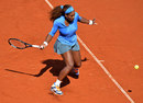 Serena Williams lines up a forehand