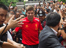 Steven Gerrard leaves a hospital in Bangkok after a visit to pay respects to the King of Thailand