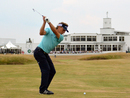 Bernhard Langer hits towards the clubhouse
