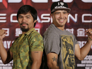 Manny Pacquiao and Brandon Rios pose for the cameras