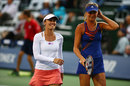 Martina Hingis and Daniela Hantuchova share a joke