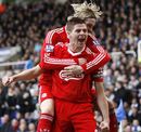 Steven Gerrard celebrates with Fernando Torres