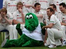 Glamorgan players share a light-hearted moment with their mascot 