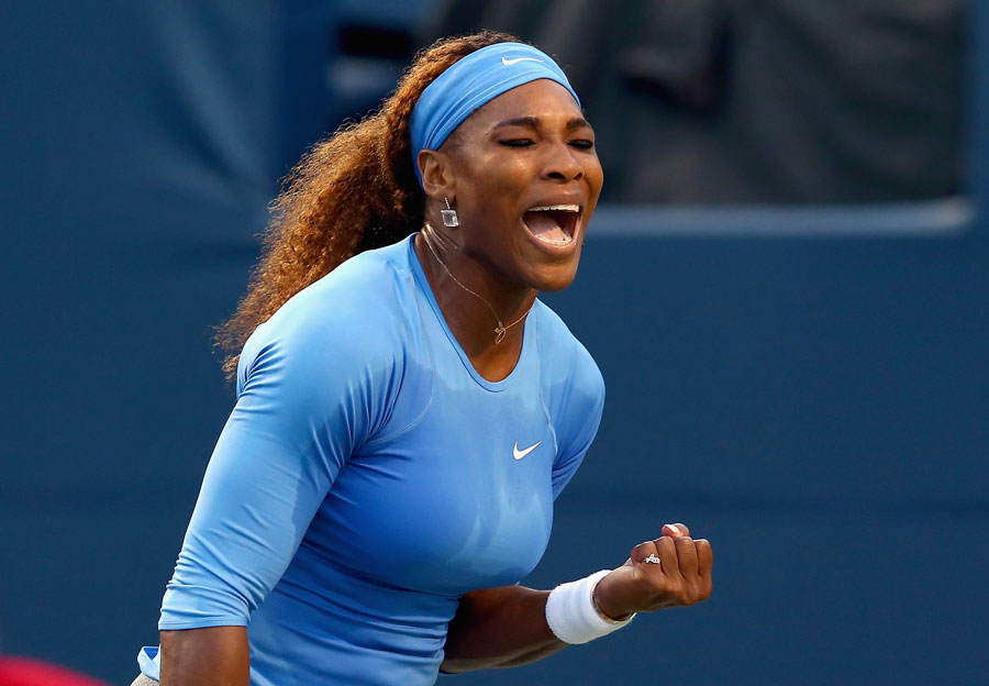 Serena Williams celebrates winning