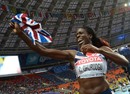 Christine Ohuruogu celebrates winning the 400m