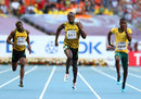Usain Bolt attempts to keep up with his opponents