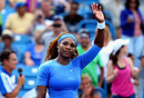 Serena Williams acknowledges the crowd