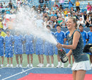 Victoria Azarenka celebrates in style after winning the Western & Southern Open