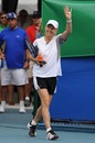 Martina Navratilova waves to the crowd